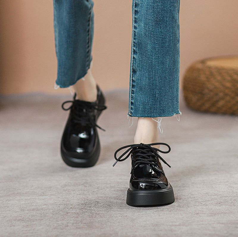 Damen Schuhe Hochglänzend Komfort Schnürschuhe Damen Mode