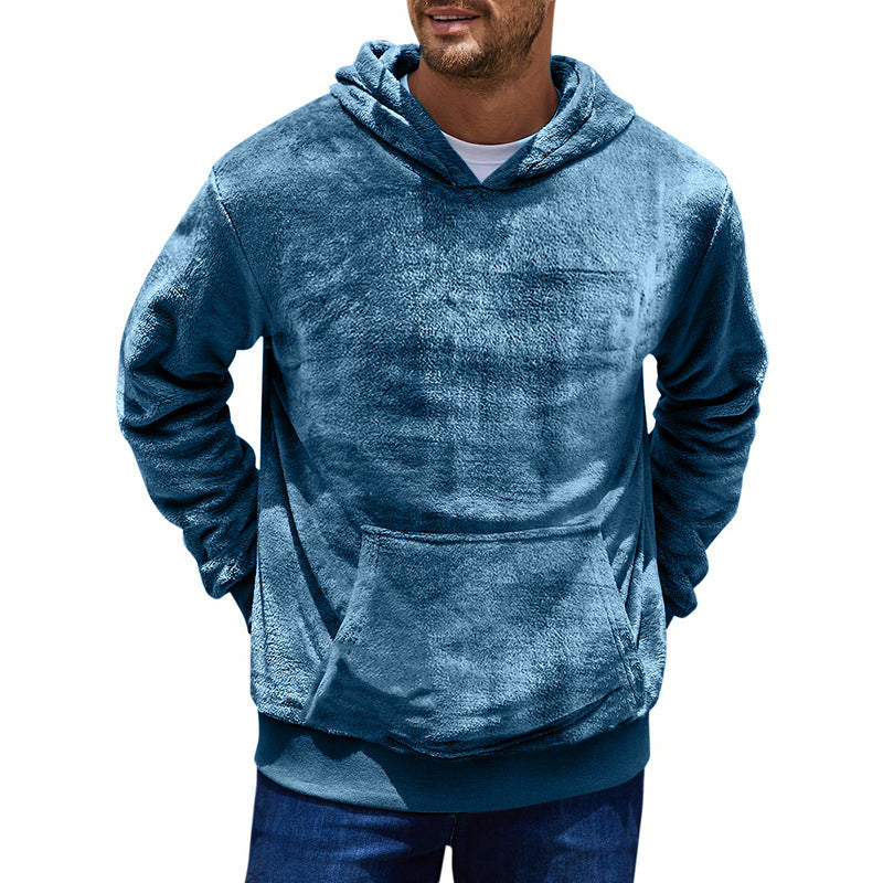 Herren Hoodie Kuschelig mit Kängurutasche und hoher Kragen