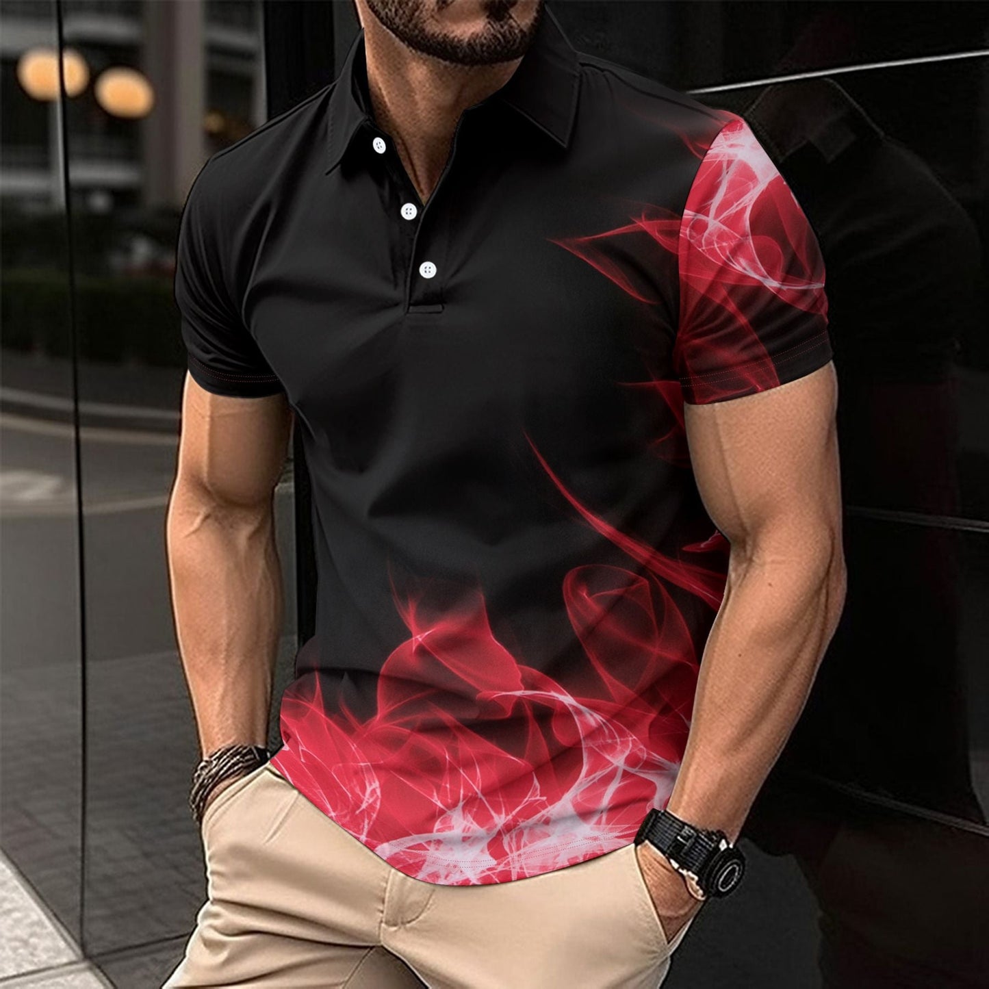 Herren Poloshirt Modern Atmungsaktiv Grafikdesign