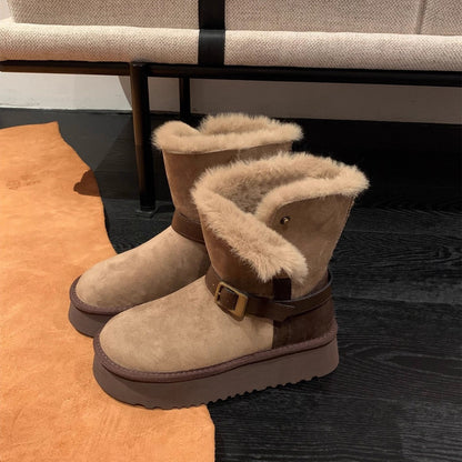 Damen Winterstiefel Warm Kuschelig mit Fellinnensohle
