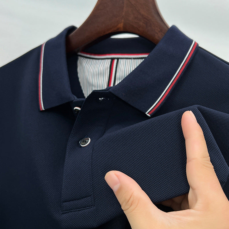 Herren Poloshirt Atmungsaktiv Piqué Elegante Kontrastdetails