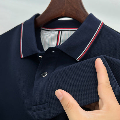 Herren Poloshirt Atmungsaktiv Piqué Elegante Kontrastdetails