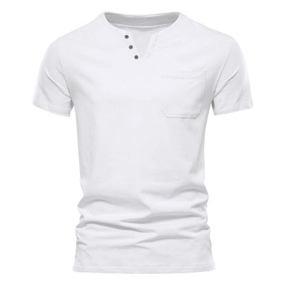 Herren Kurzarmshirt Modern mit Knopfleiste und Brusttasche