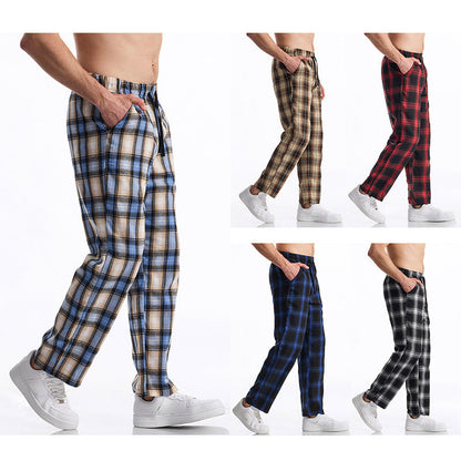 Bequeme Herrenhose Karomuster Freizeit Hose Modern