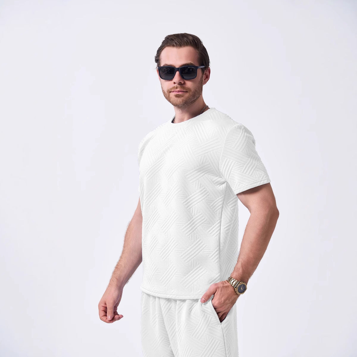 Herren T-Shirt Premium Modern Strukturiert Hochwertig