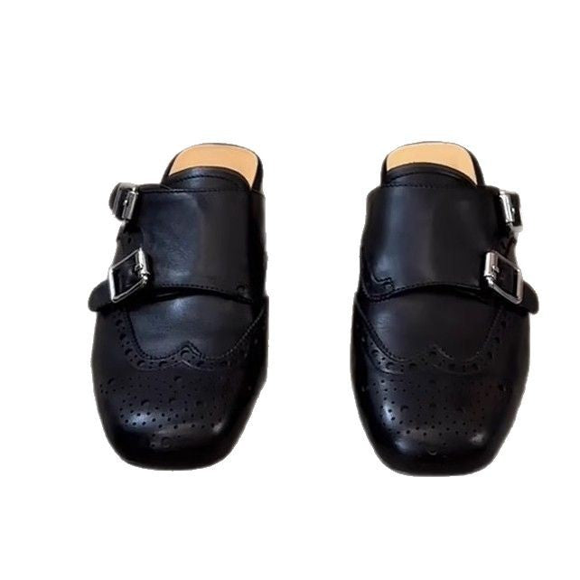 Damen Mokassins Perforiert Dekorativ Schnallen Schuhe