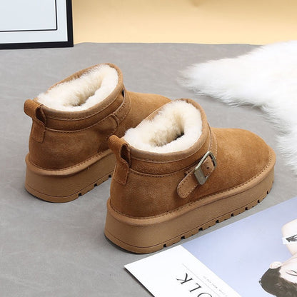 Damen Stiefeletten Weich Kuschelig Mit Schnalle