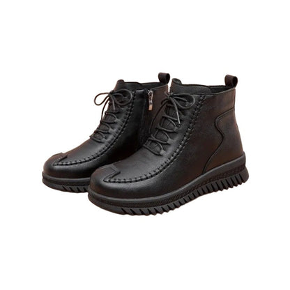 Damen Stiefeletten Hoch Komfort Reißverschluss Schwarz