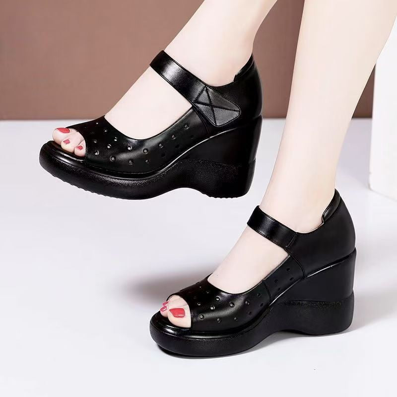 Damen Wedgesandalen mit Weichem Obermaterial und Verstellbarem Riemen