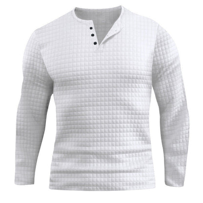 Herren Langarmshirt Modern mit Knopfverschluss und Struktur