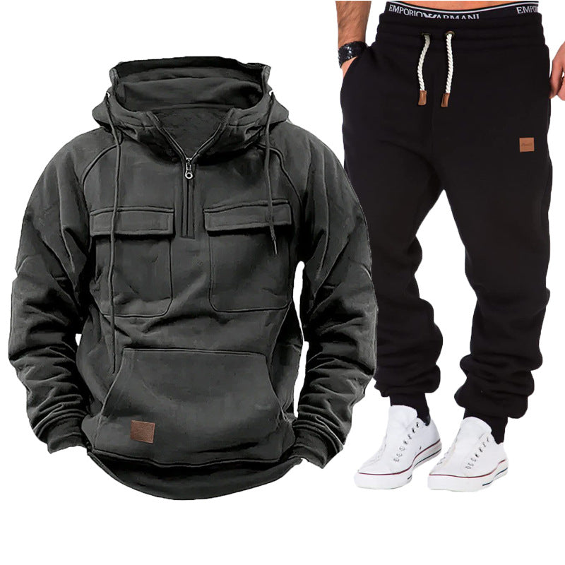 Herren funktionale Kapuzenjacke mit durchgehendem Reißverschluss und praktischen Taschen BerlinGlamour, die für viele Anlässe geeignet sind, wird zu Herren funktionale Kapuzenjacke