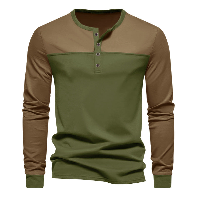 Herren Langarmshirt Modern mit Knopfleiste und Struktur