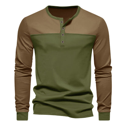 Herren Langarmshirt Modern mit Knopfleiste und Struktur