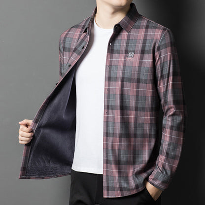 Herren Langarmhemd Karo Muster Modern Stylisch