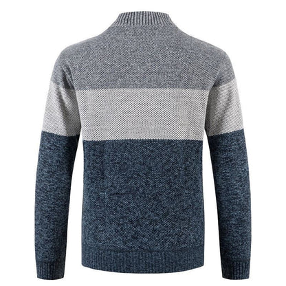 Herren Strickjacke Modern Karo Muster Zipper Schluss