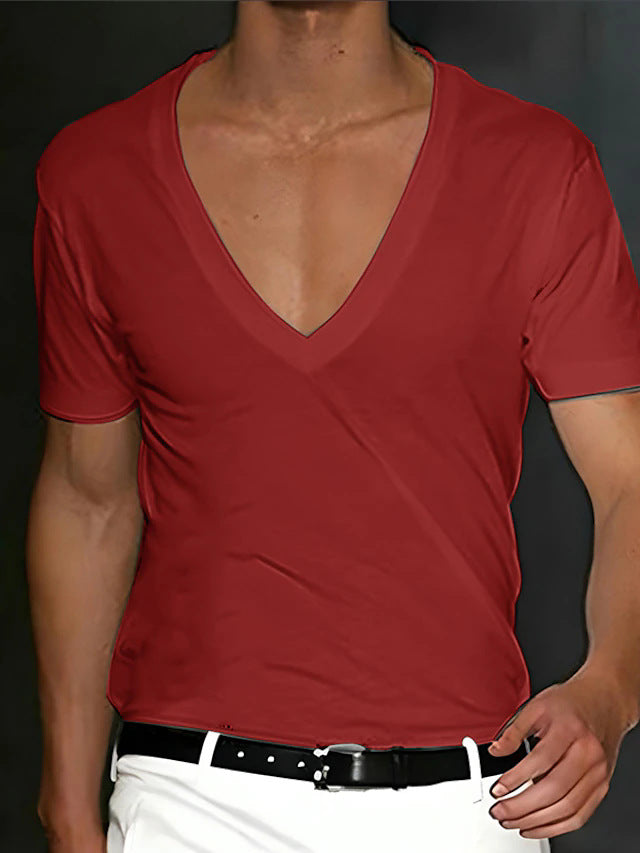 Herren T-Shirt V-Ausschnitt Slim Fit Premium Qualität