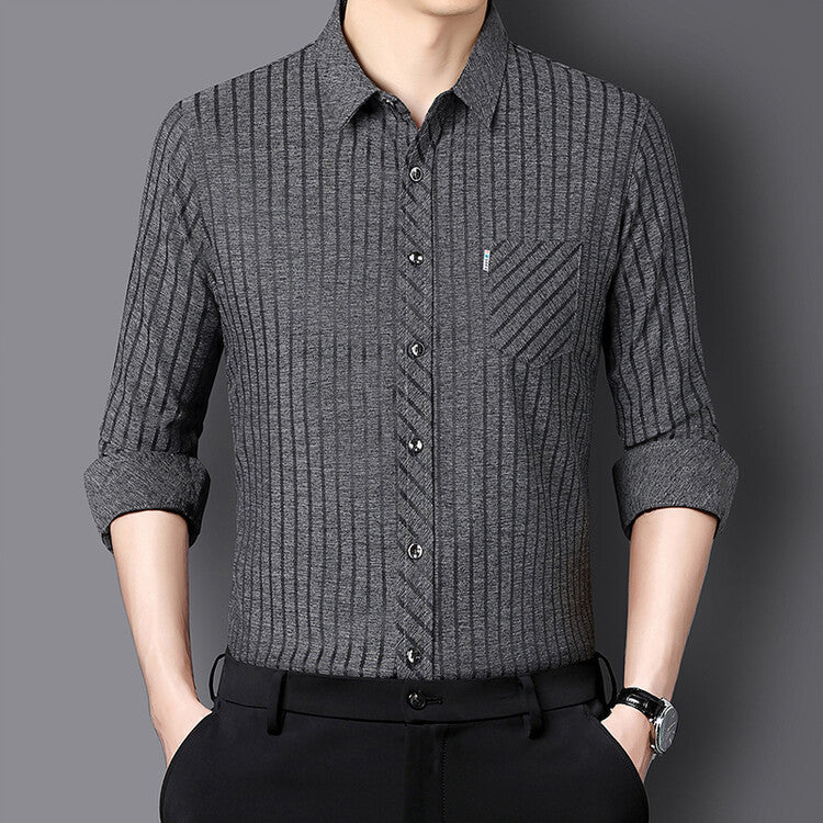 Herren Slim Fit Langarmhemd Modern Strukturiert