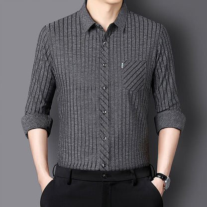 Herren Slim Fit Langarmhemd Modern Strukturiert
