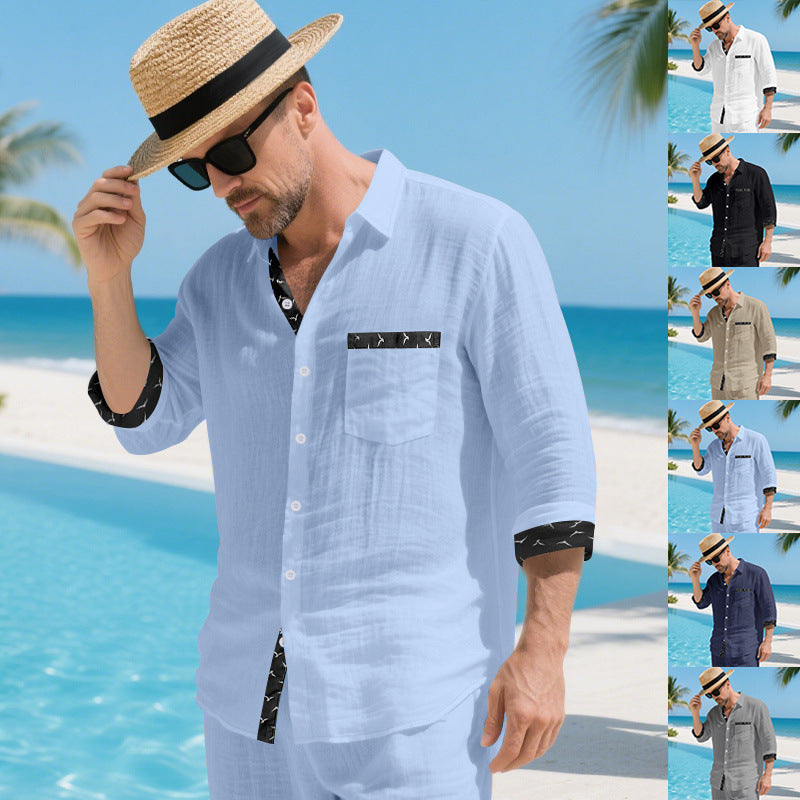 Herren Sommerhemd Leicht Modern mit Kontrast - BerlinGlamour