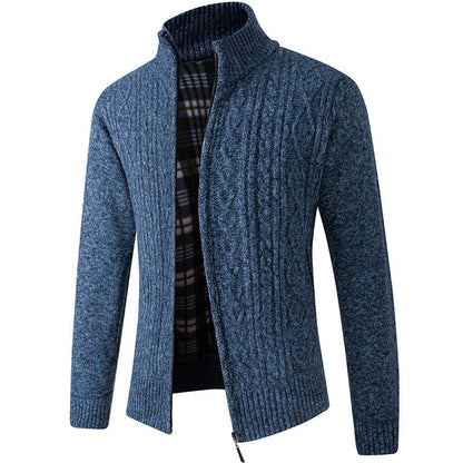 Herren Strickjacke Modern mit Kragen und Zopfmuster