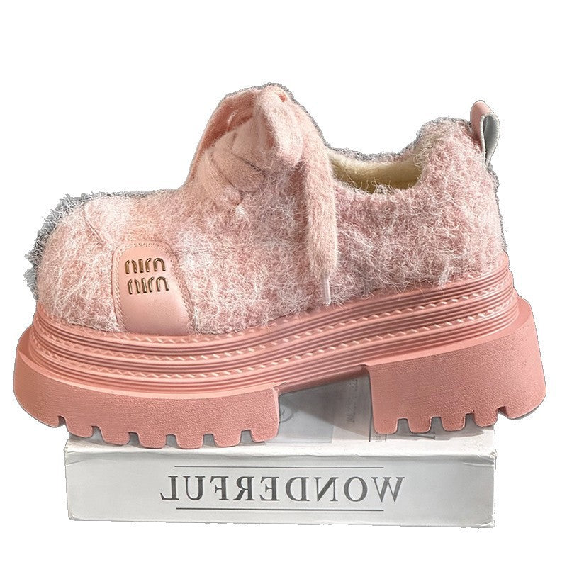 Damen Plateau Sneaker Atmungsaktiv Mit Kuscheligem Obermaterial