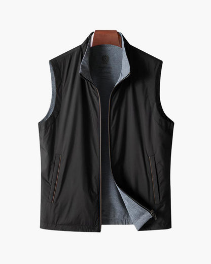 Schlanke Bodywarmer Herren Weste Schwarz Zip Up - BerlinGlamour