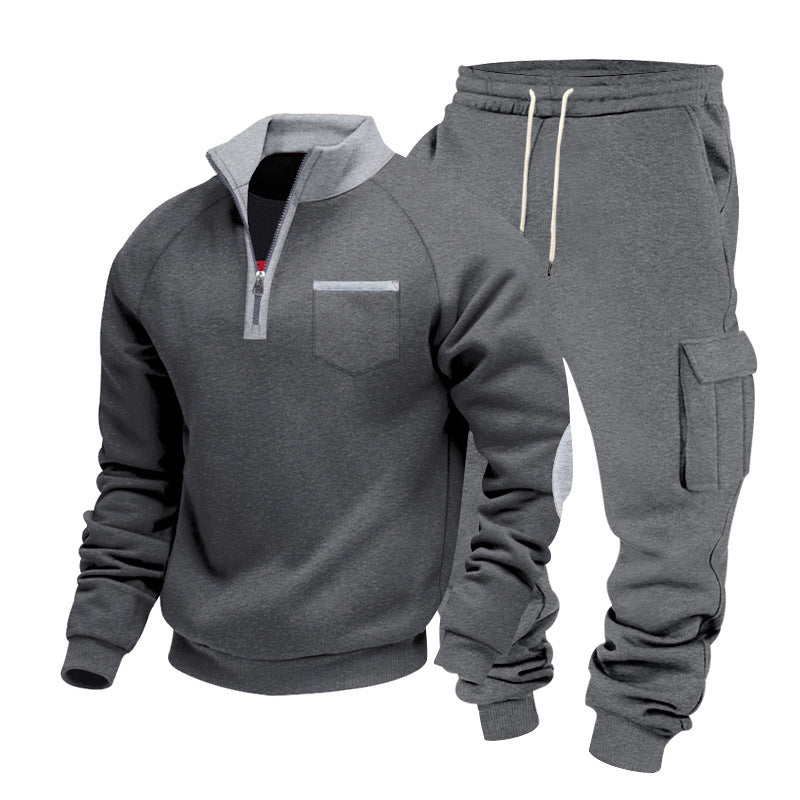 Herren Sportset Stehkragen Cargo-Hose Freizeitbekleidung