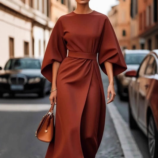 Damenkleid Midikleid Puffärmel Elegant - BerlinGlamour