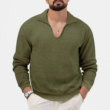 Herren Pullover V-Ausschnitt Lässig Strick Design