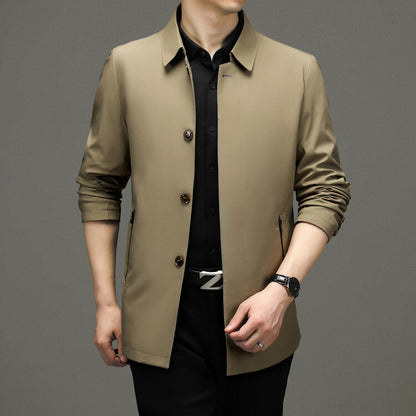 Herren Übergangsjacke Modern aus Leder Schwarz