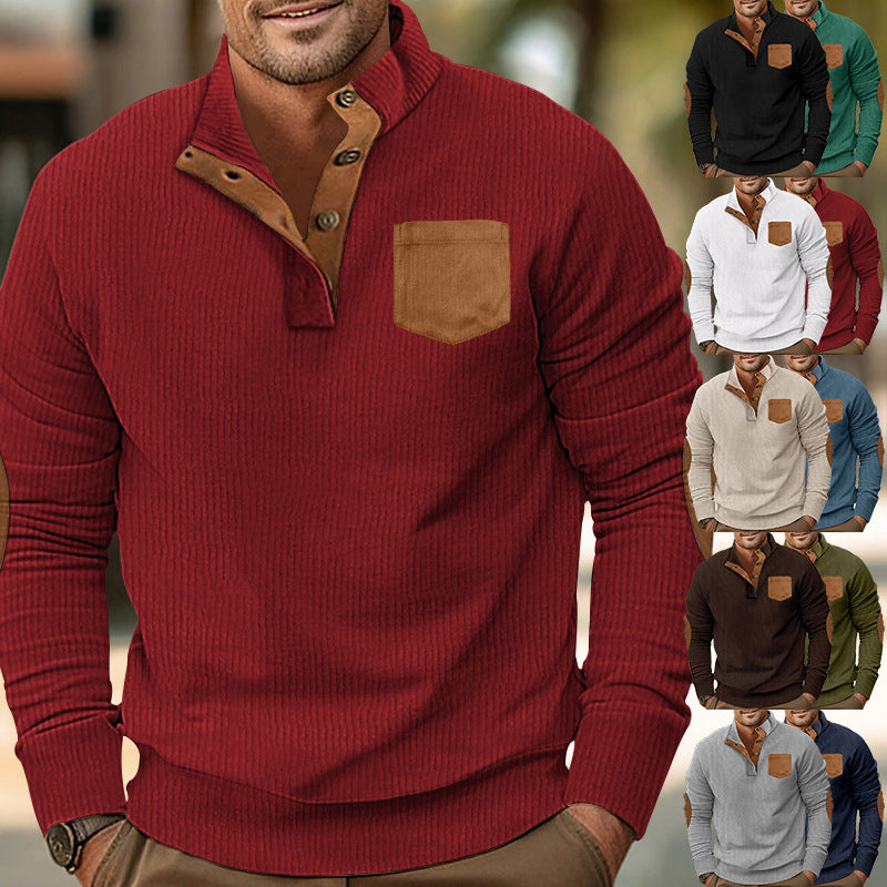 Herren Pullover Langarm Kontrast Ärmel Modern - BerlinGlamour