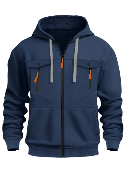 Herren Kapuzenjacke Funktionell Reißverschluss Taschen Outdoor