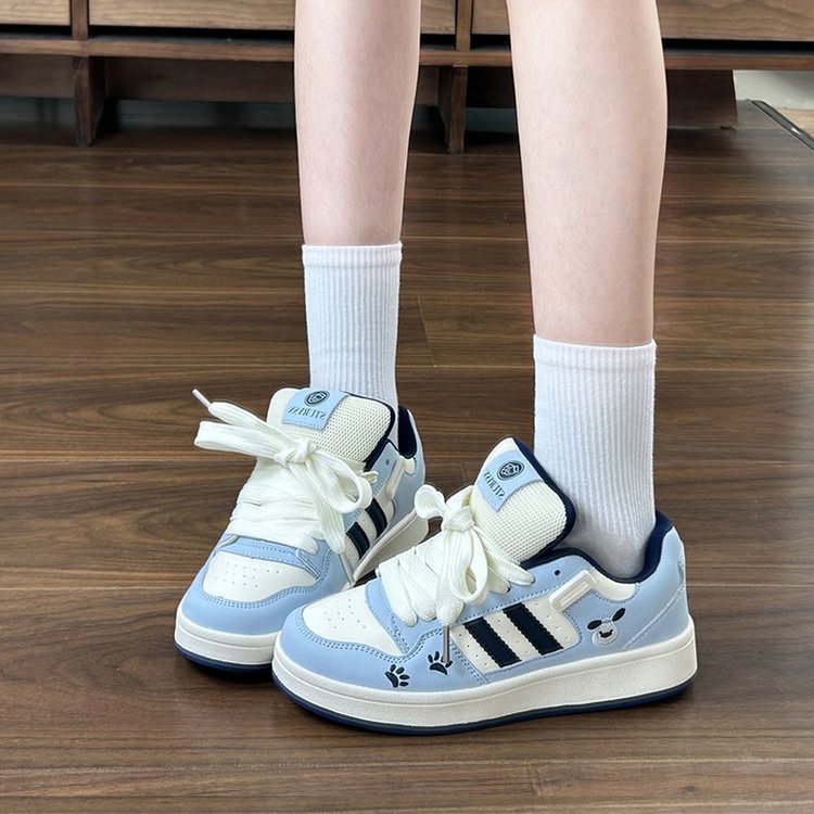 Damen Sneaker Sportlich Karomuster Bequem Schnüren