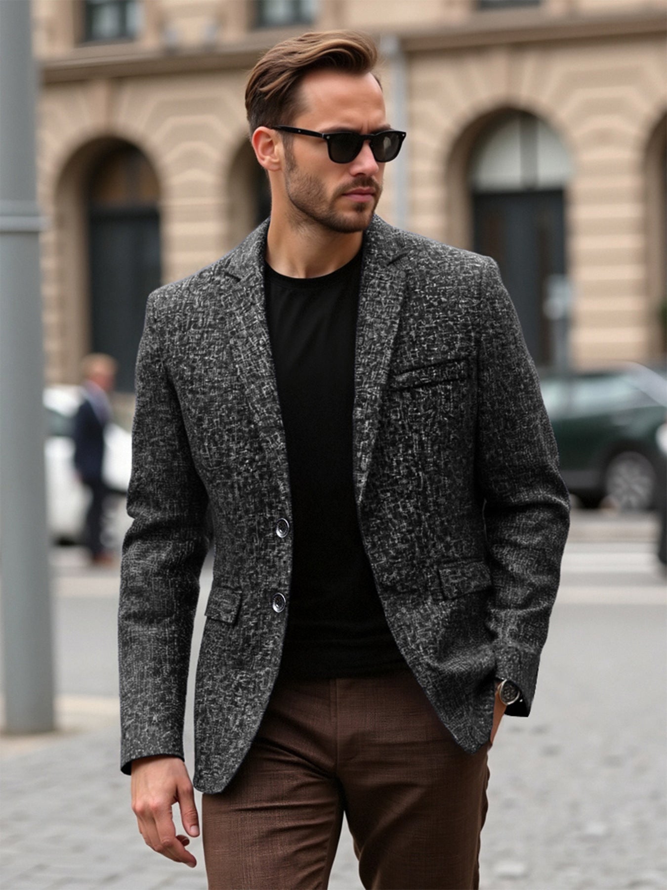 Herren Blazer Elegant Modern Strukturiert Polyester