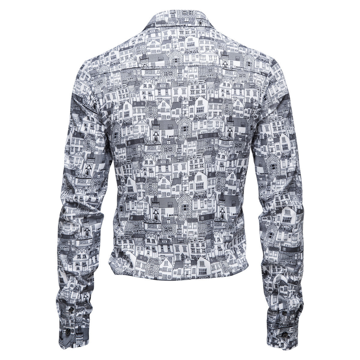 Herren Langarmhemd Modern Berlin Motiv Slim Fit