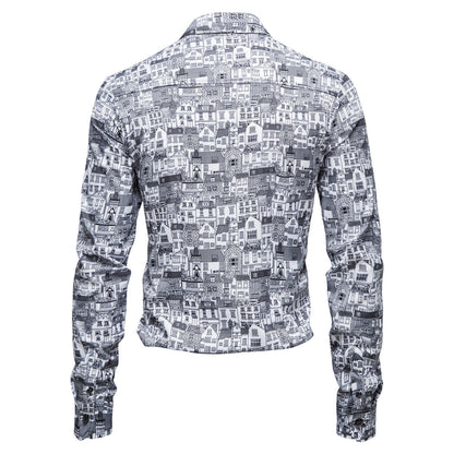 Herren Langarmhemd Modern Berlin Motiv Slim Fit