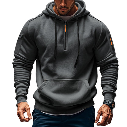 Herren Sport Hoodie Mit Reißverschluss Taschen Schwarz