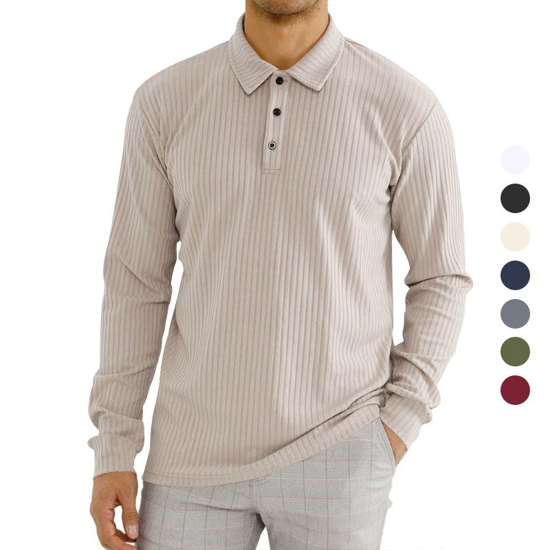 ein Beispiel für einen Online-Shop-Titel: Stilvolle Langarm-Polo mit Rippenmuster und Glamour