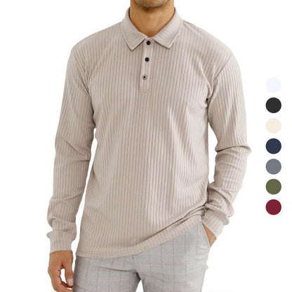 ein Beispiel für einen Online-Shop-Titel: Stilvolle Langarm-Polo mit Rippenmuster und Glamour