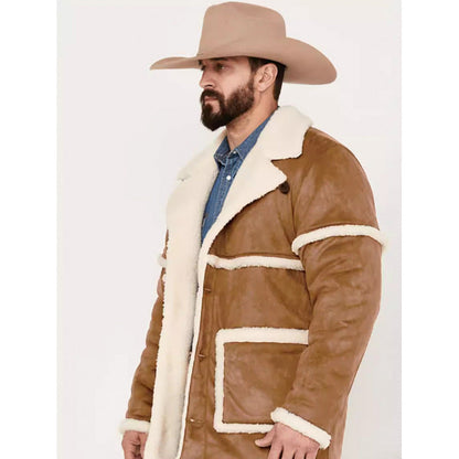 Herren Lederjacke Imitat Weich Lammfell Winter