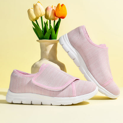 Damen Sneaker Bequem Slip-On Weite Passform Klettverschluss