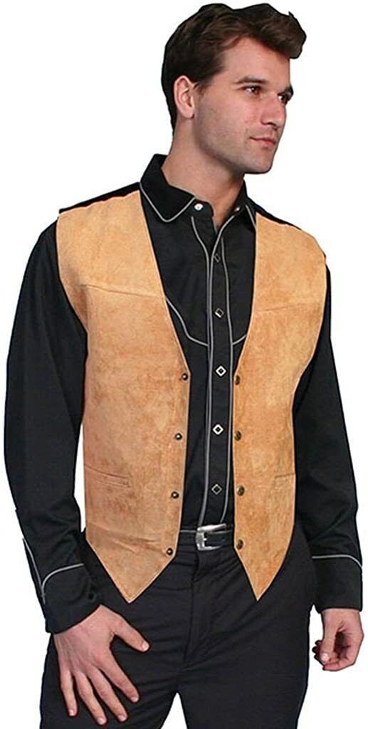 Lederweste Herren Wildleder Schwarz Elegent