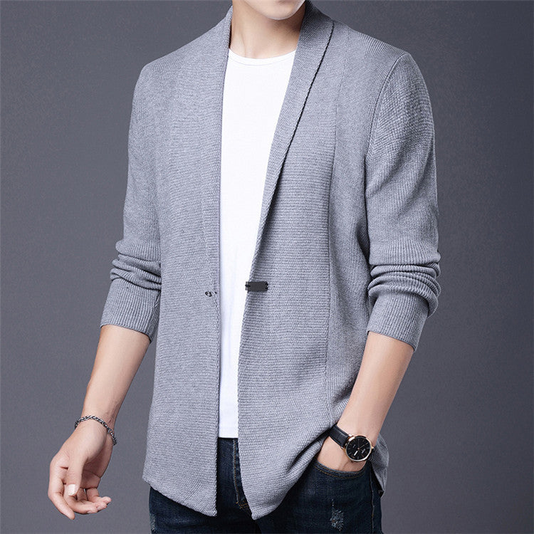 Herren Strickjacke Langarm Modern Schalkragen Asymmetrisch - BerlinGlamour