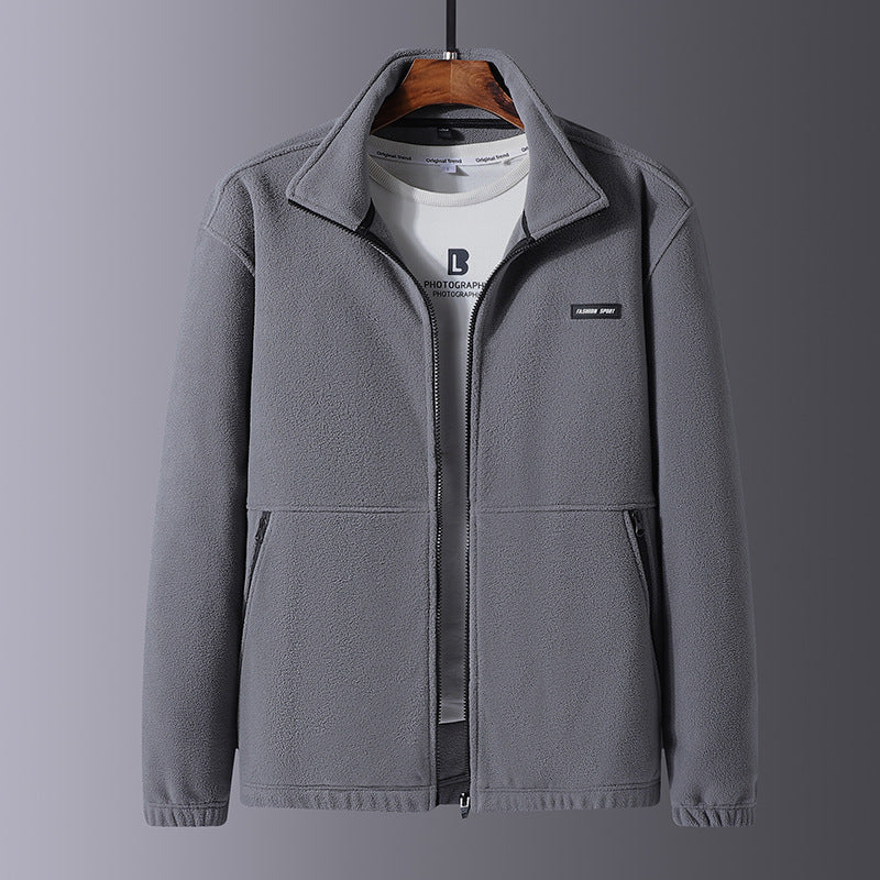 Herren Fleecejacke Warm mit Kragen und Taschen