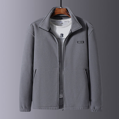 Herren Fleecejacke Warm mit Kragen und Taschen