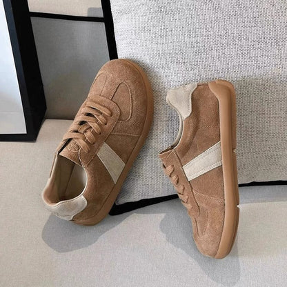Damen Sneaker Sportlich Veloursleder Bequem Laufsohle