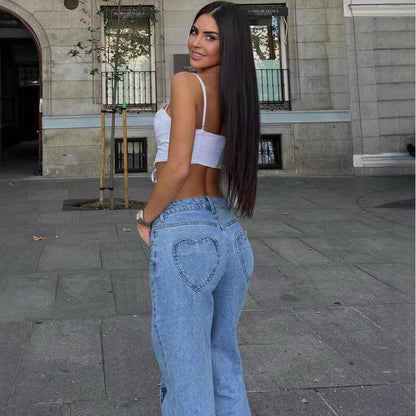 Hohe Damen Jeans Weite Flared High Waist