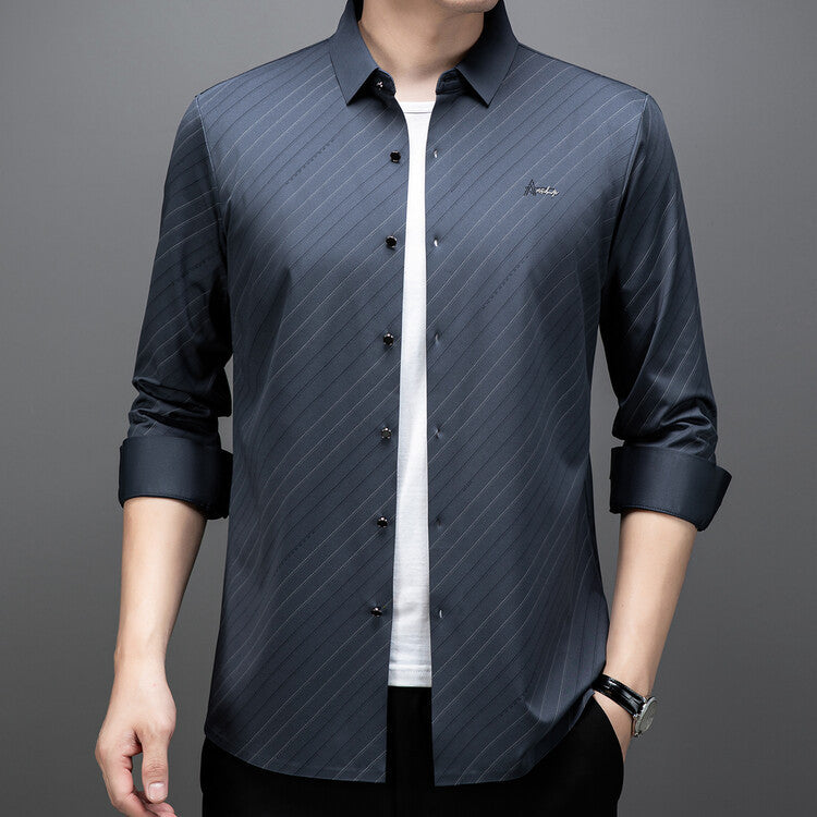 Herren Langarmhemd Modernes Streifenmuster Elegantes Design