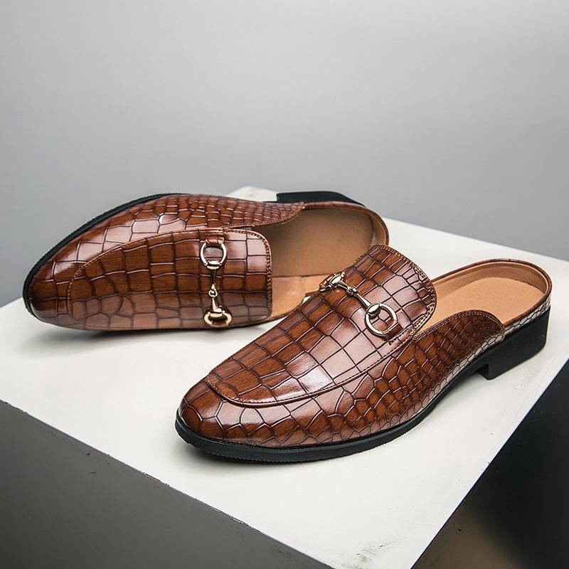 Damen Mokassins Elegante Krokodilleder Schuhe Goldene Akzente
