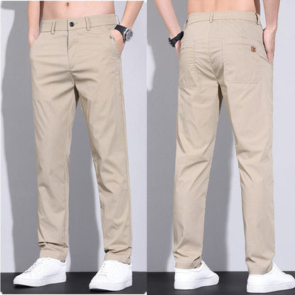 Herren Chino-Hose Elastisch Mit Seiten-Taschen Modern